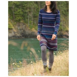 Krimson Klover Sz M Fair Isle Merino Wool Silk Knit Tallchief Blue Sweater Dress